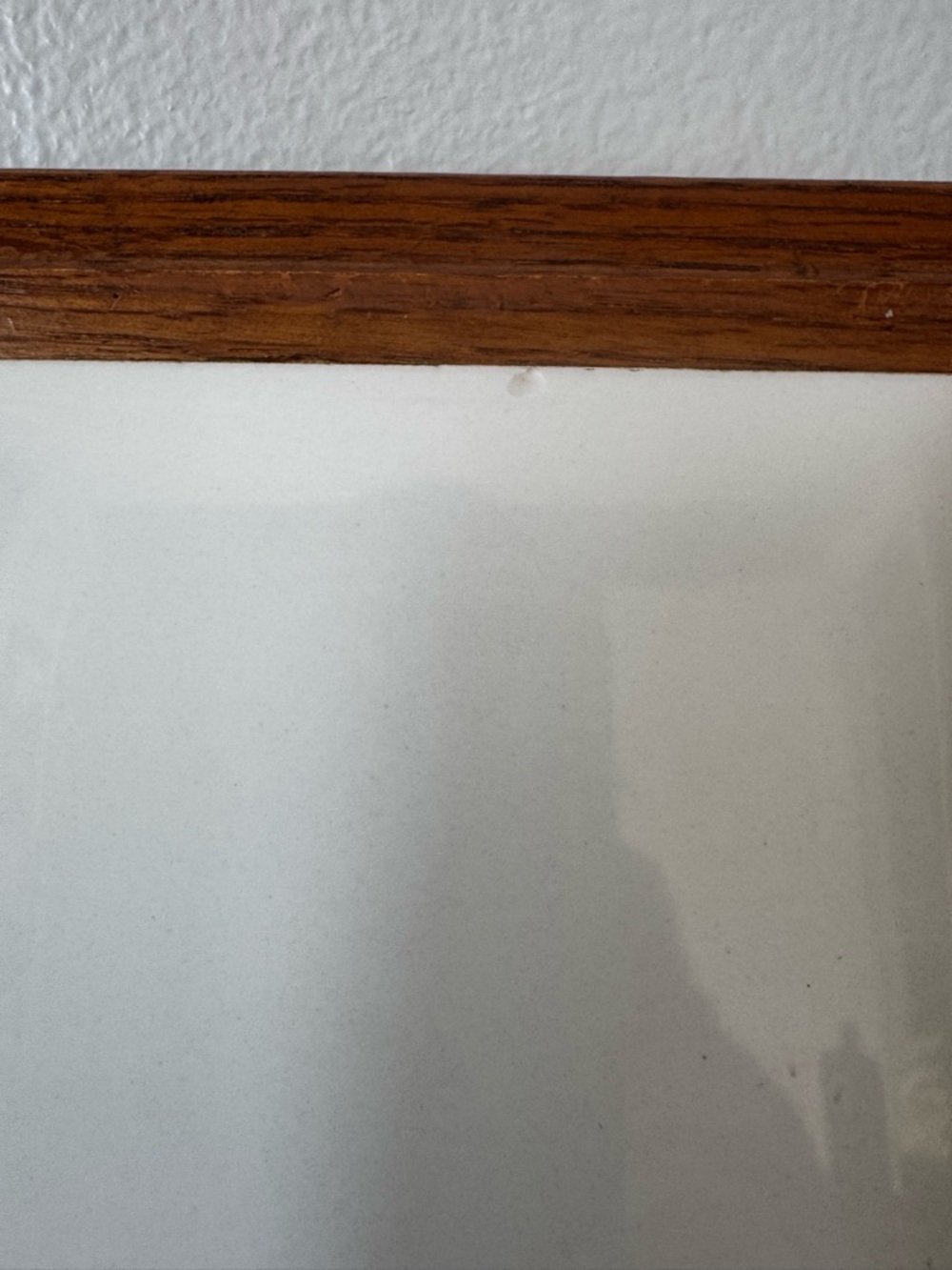 Floral Ceramic Wall Tile with Wood Frame - White & Brown - Picture 3 of 6